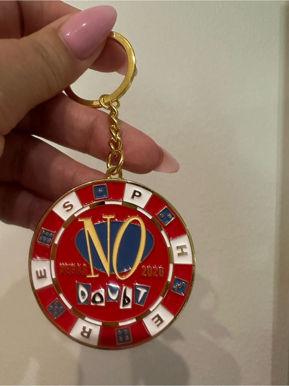 NO DOUBT Sphere Residency week 6, Gold Round Keychain Pendant